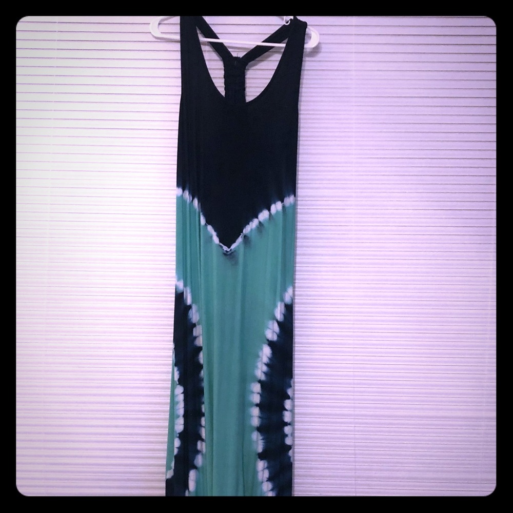 Navy and teal tie dye maxi dress